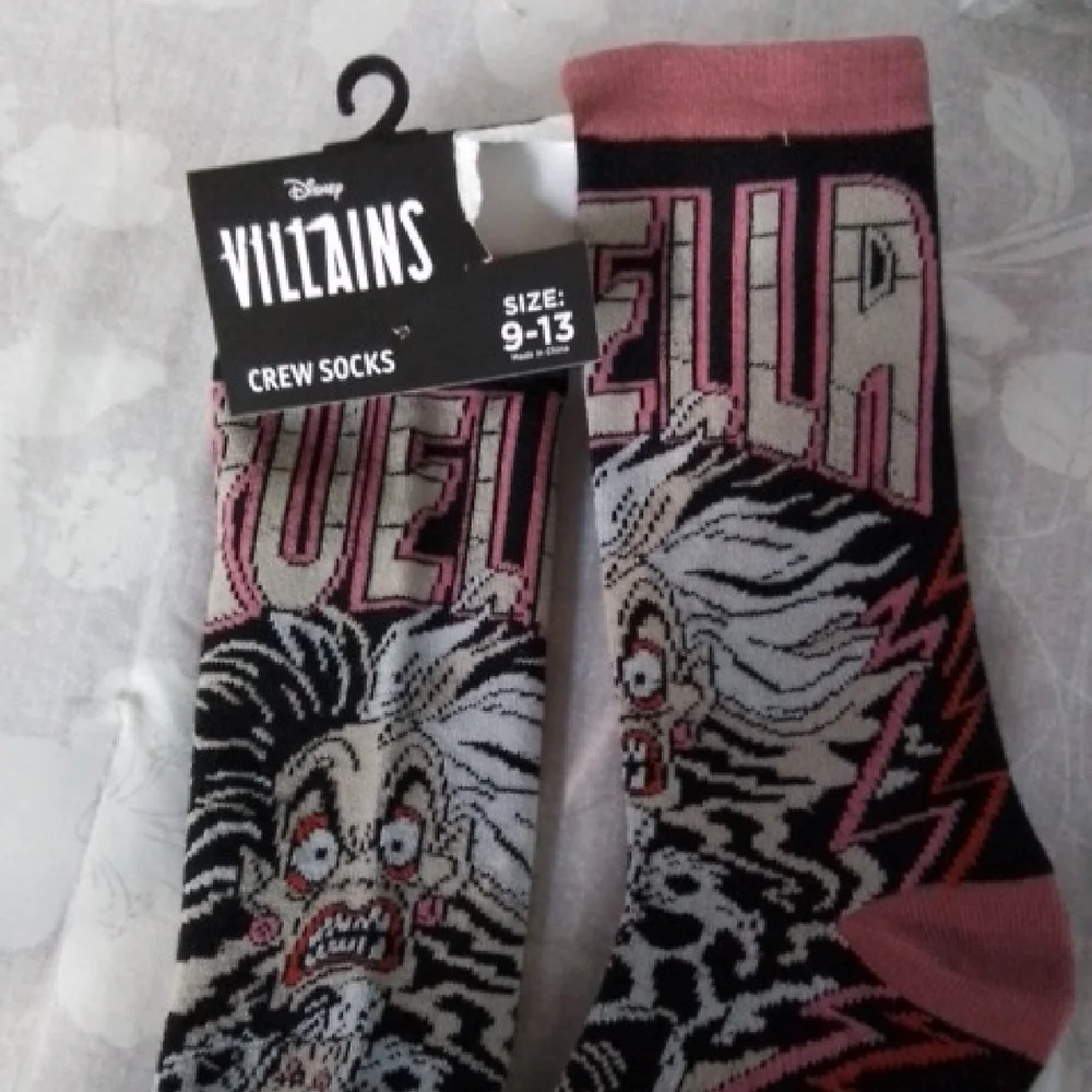 Disney Pink and Black Casual Socks Villains Collection
